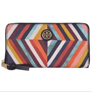 Tory Burch Multicolored Striped Rainbow Wallet